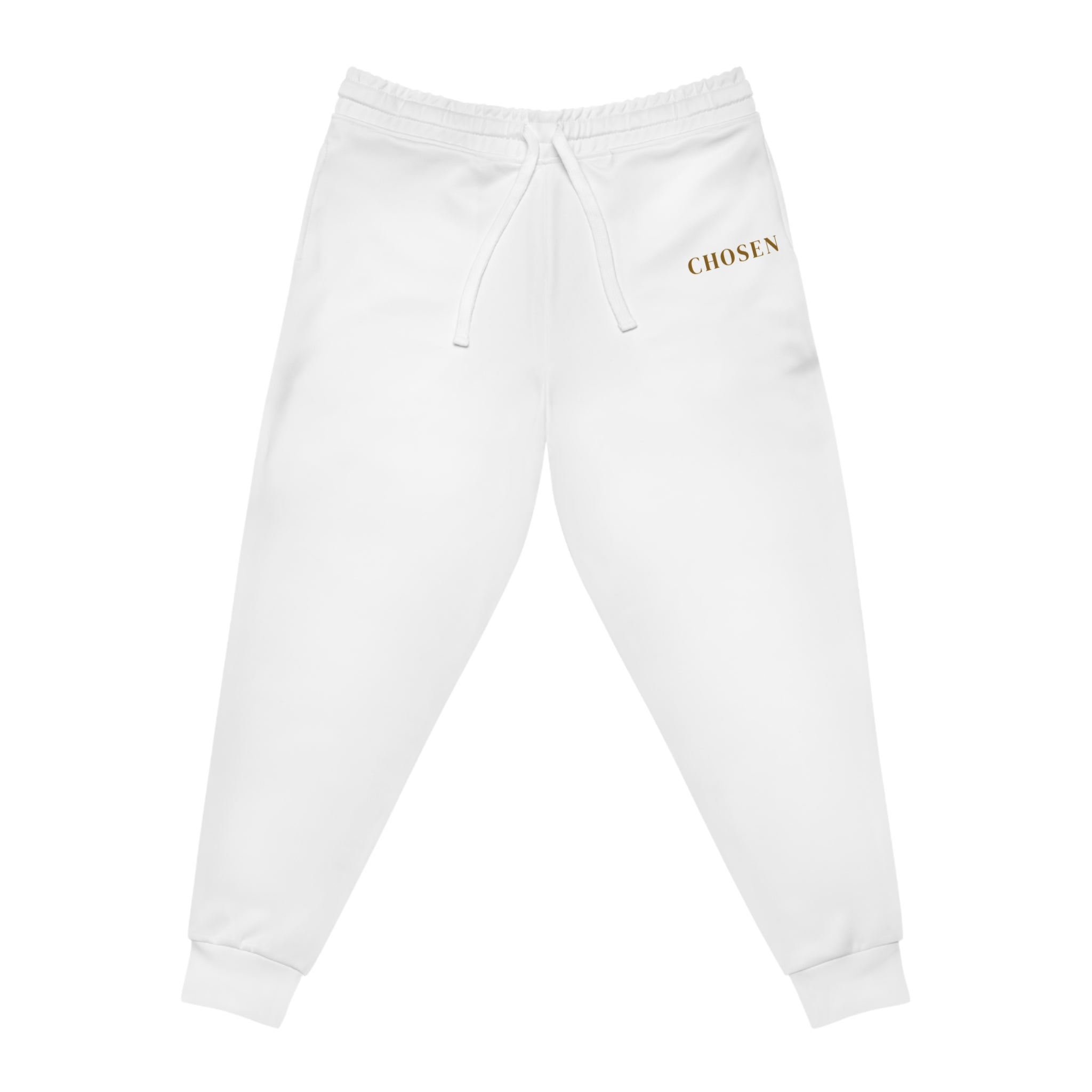 White Athletic Joggers — Minimal 'TOUCHDOWN' Sports Logo Sweatpants