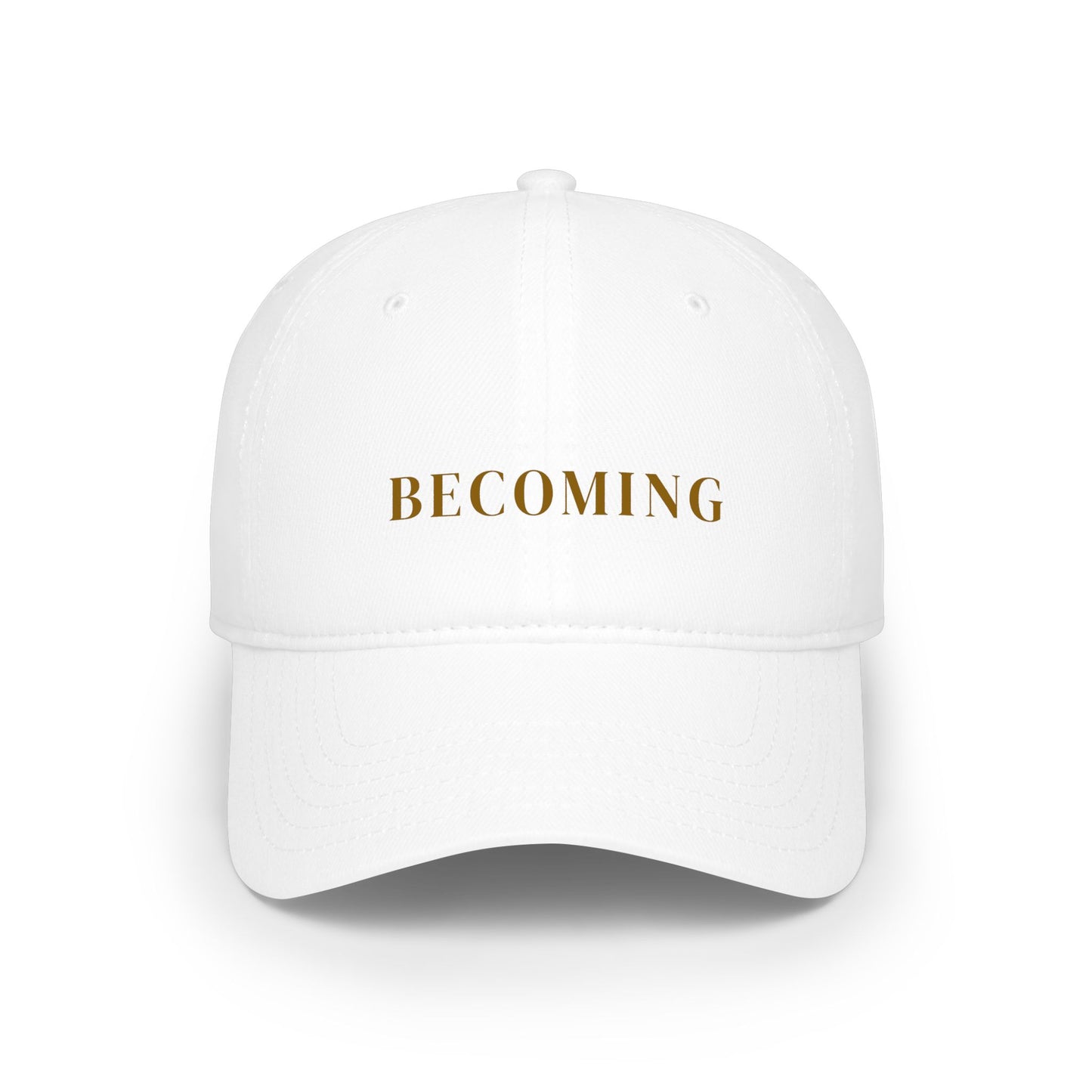 BECOMING Embroidered Low Profile Baseball Cap — Reflective Metallic Accent
