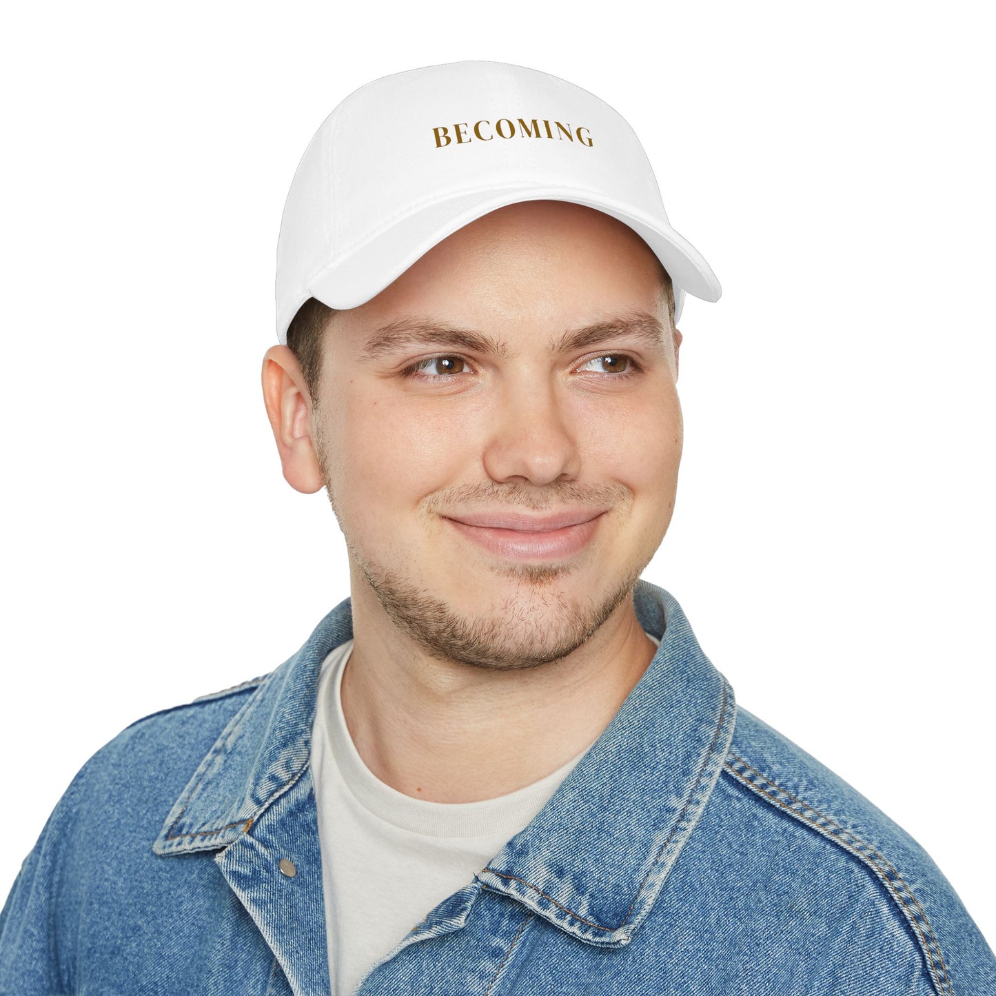 BECOMING Embroidered Low Profile Baseball Cap — Reflective Metallic Accent