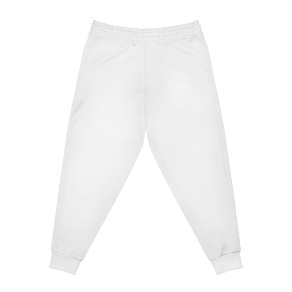 White Athletic Joggers — Minimal 'TOUCHDOWN' Sports Logo Sweatpants