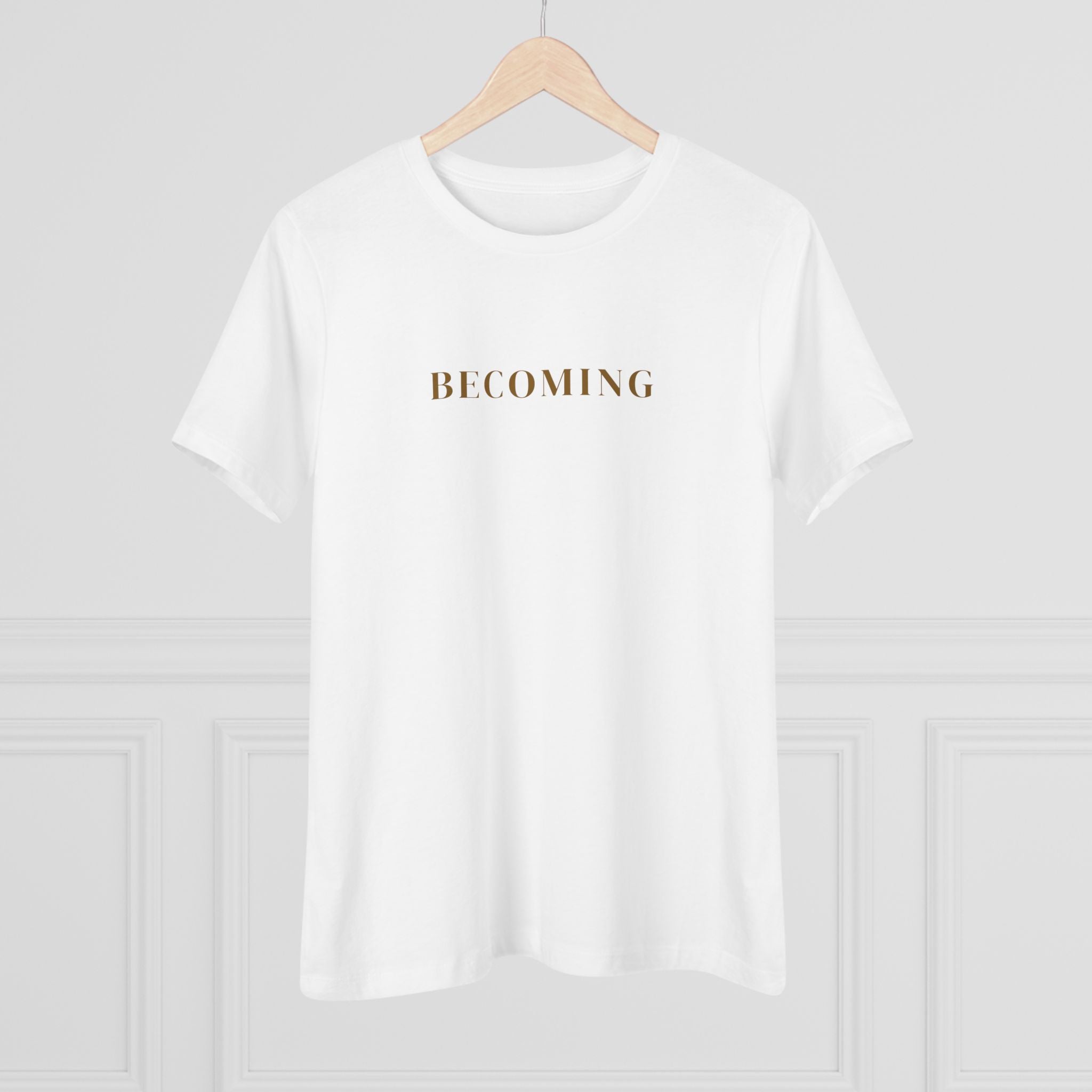 Becoming Women's Cotton Tee — Minimal Inspirational Graphic Shirt