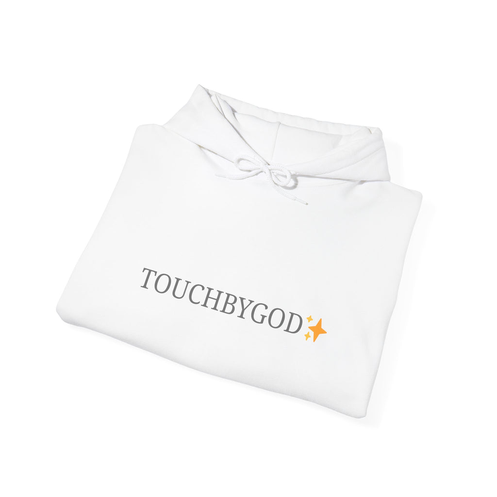 TOUCHBYGOD Minimalist Logo Hoodie — White Graphic Hooded Sweatshirt