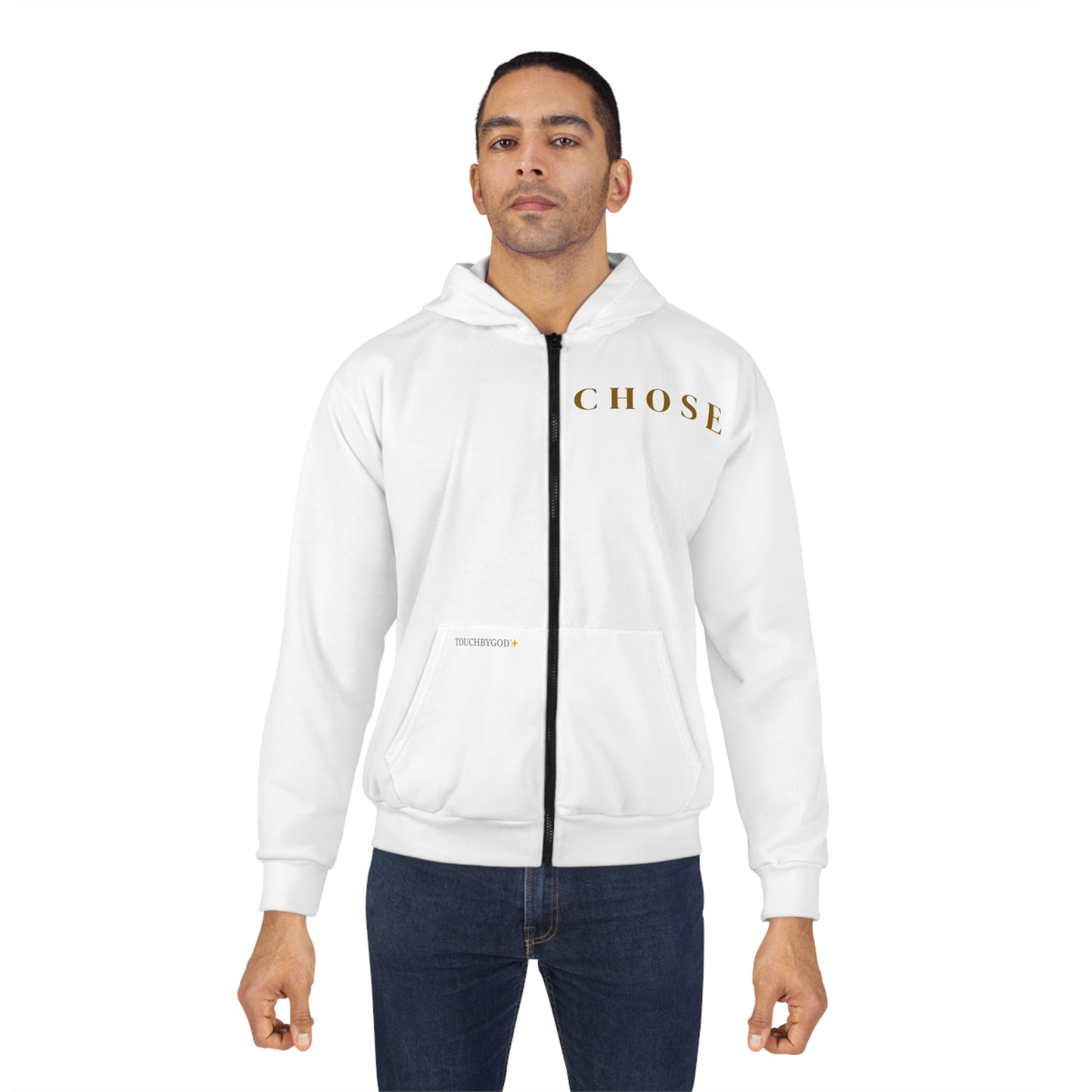 Chosen Dark Brown Typography Zip-Up