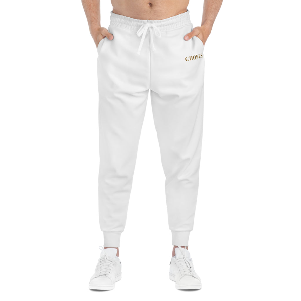 White Athletic Joggers — Minimal 'TOUCHDOWN' Sports Logo Sweatpants