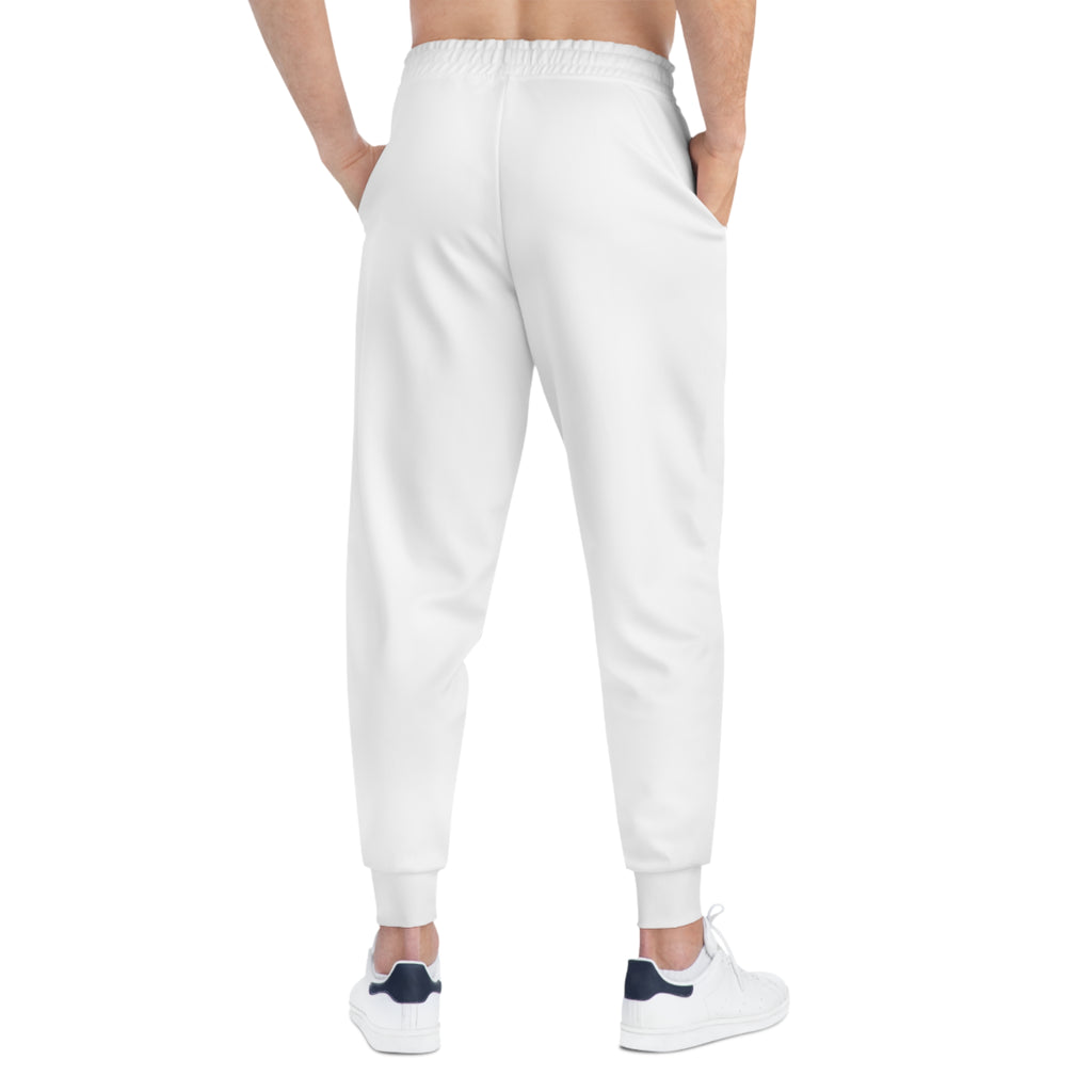 White Athletic Joggers — Minimal 'TOUCHDOWN' Sports Logo Sweatpants