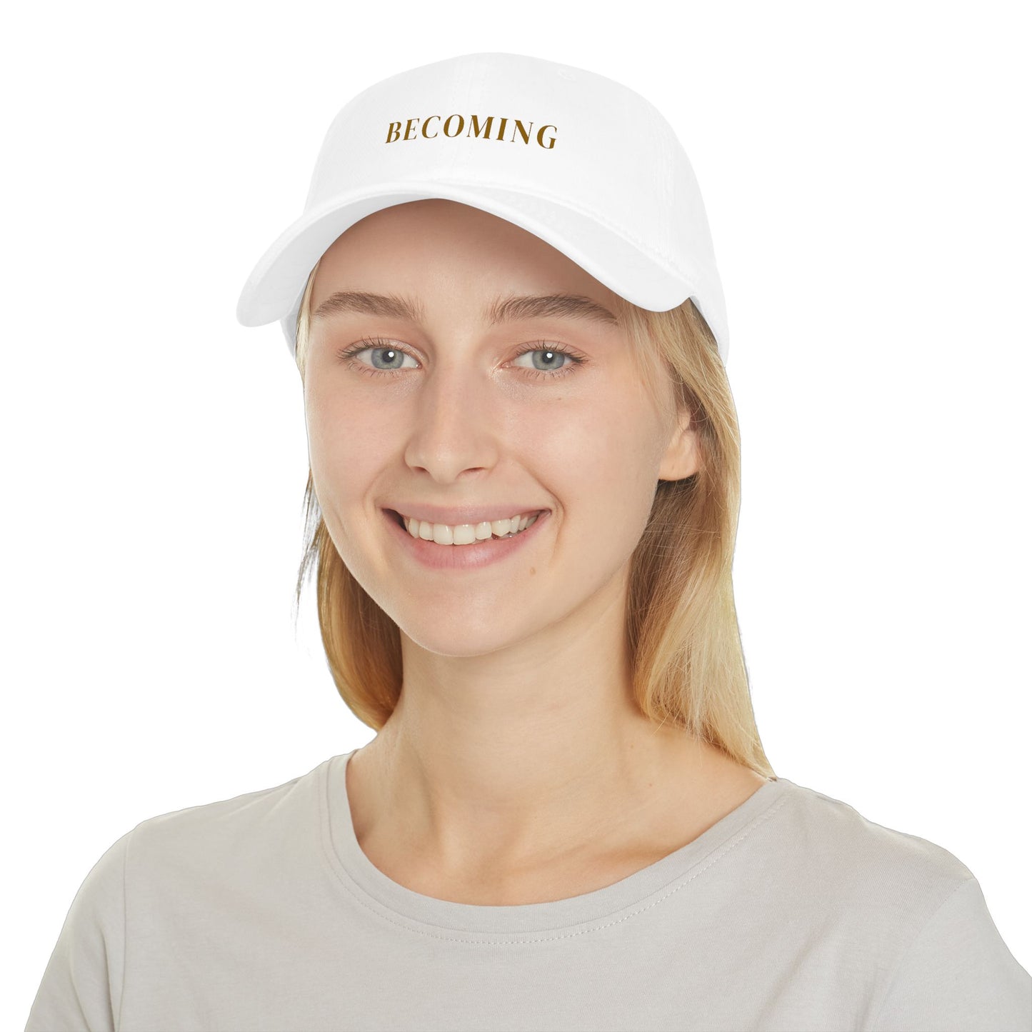 BECOMING Embroidered Low Profile Baseball Cap — Reflective Metallic Accent