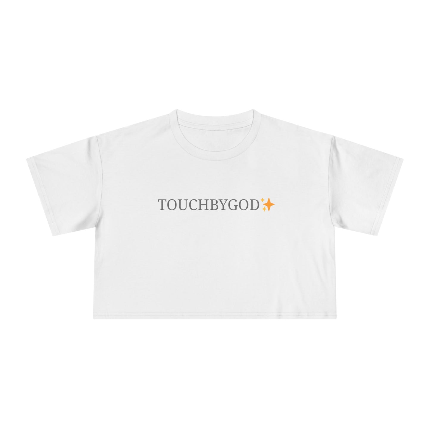TouchByGod Crop Tee — Minimalist Faith Graphic Women's Cropped T-Shirt