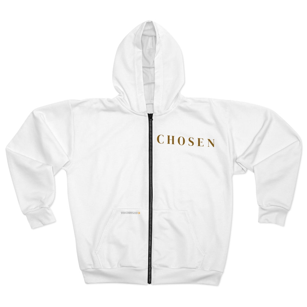 Chosen Dark Brown Typography Zip-Up